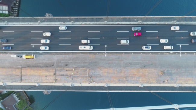 FSM Köprüsü'ndeki çalışmalar havadan görüntülendi