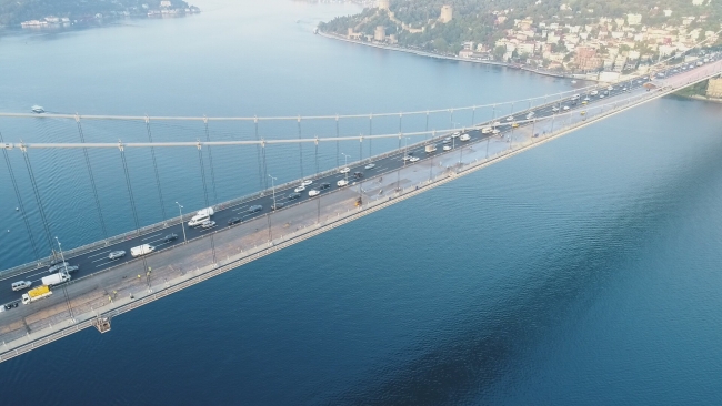 FSM Köprüsü'ndeki çalışmalar havadan görüntülendi