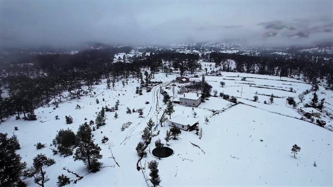 Denizli'de kar manzaraları