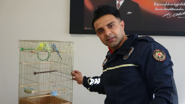 Enkazdan çıkarılan muhabbet kuşları Van polisine emanet