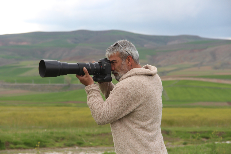 Doğada sürü halinde gezen leylekler dikkat çekti