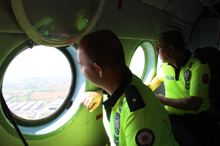 Aydın'da hava destekli trafik denetimi