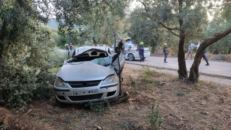 Otomobil zeytinliğe daldı: 1 kişi hayatını kaybetti, 1 kişi yaralı