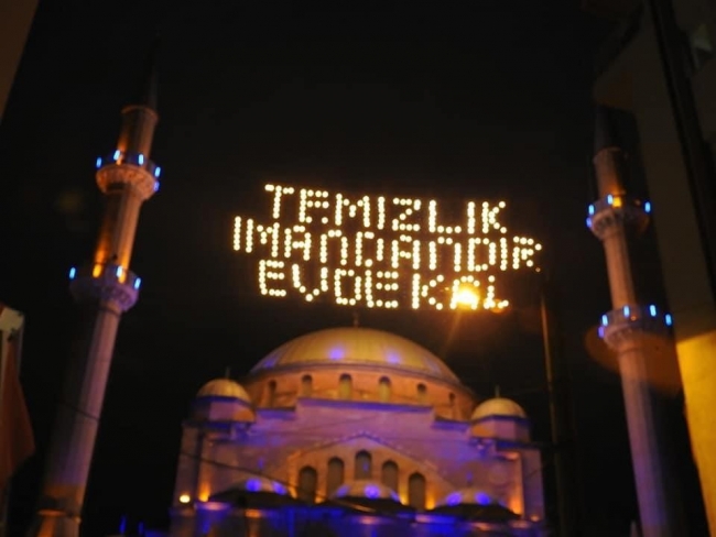 Eskişehirlilere mahya ile 'Evde kal' çağrısı