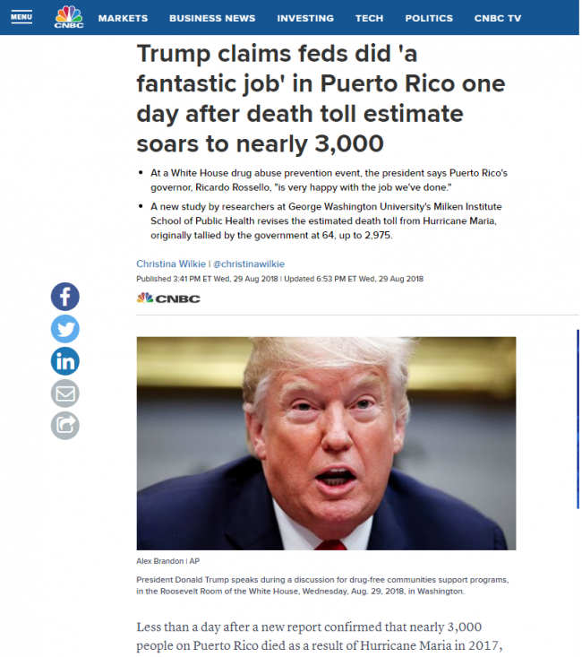 Trump'ın Porto Riko mesajı ABD medyasında alay konusu oldu