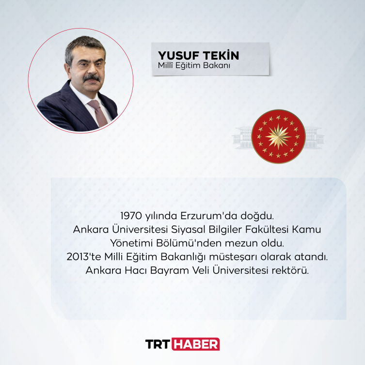 Yeni Milli Eğitim Bakanı Prof. Dr. Yusuf Tekin oldu