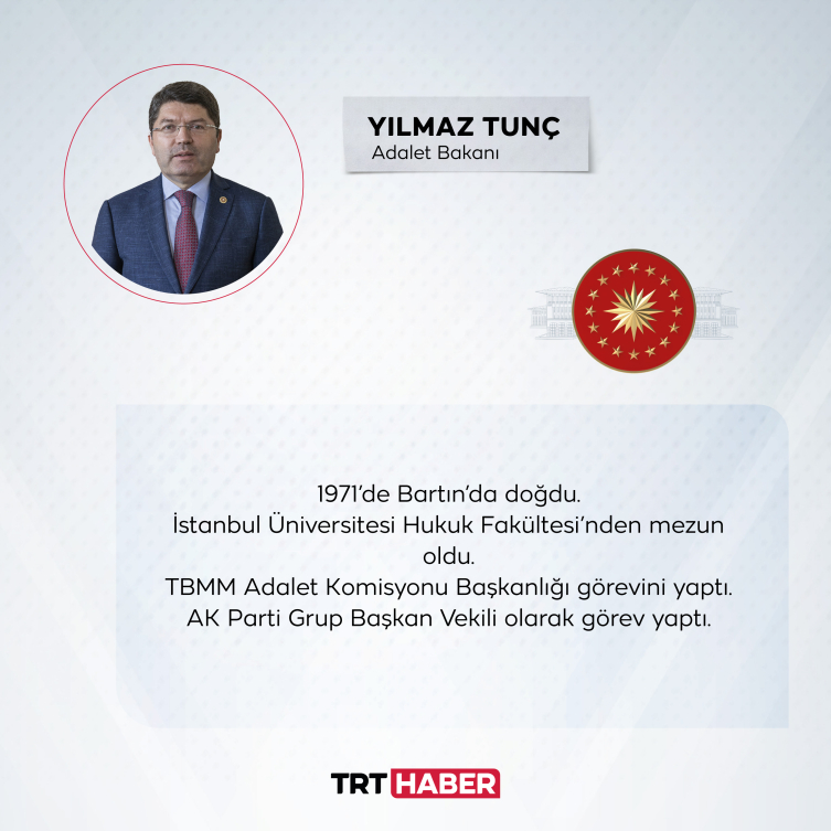 Kabine'nin yeni Adalet Bakanı Yılmaz Tunç oldu