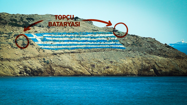 Yunan provokasyonu: Keçi Adası'ndaki askerler ve topçu bataryaları görüntülendi