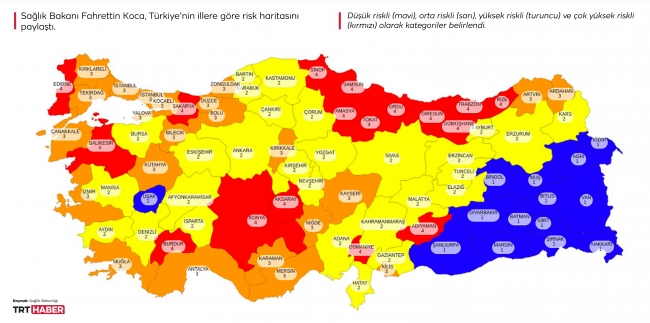 turkiye geneli illere gore koronavirus risk durumu haritasi il il risk durumu son dakika haberleri