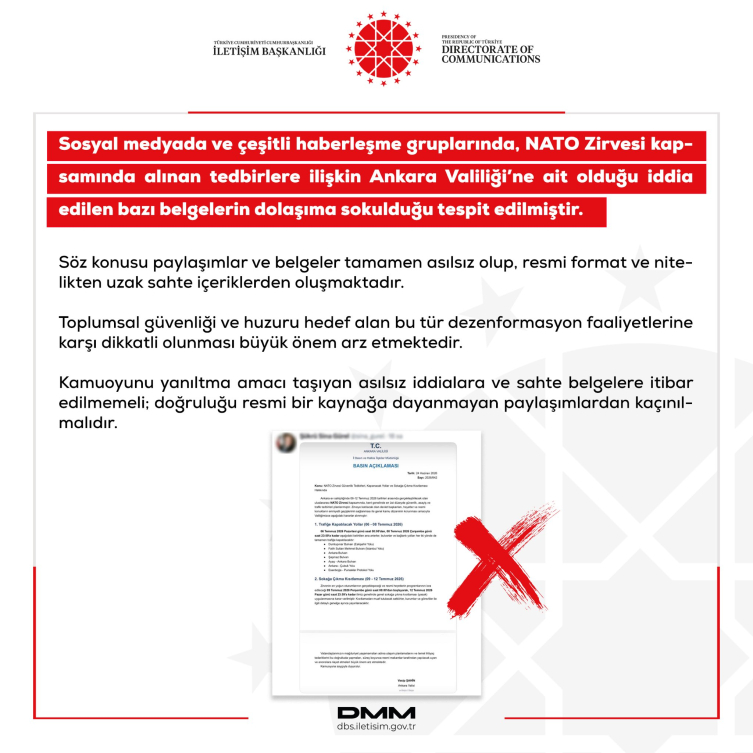 DMM'den Ankara Valiliğine ait olduğu iddia edilen bazı belgelere ilişkin açıklama