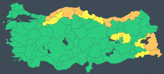 الأرصاد الجوية تحذر من ثلوج في 19 مدينة تركية 2 تحذير من الثلوج والانهيارات الثلجية في 19 مقاطعة من الأرصاد الجوية