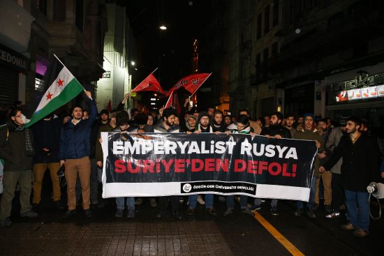 Rusya Büyükelçiliği önünde Halep protestosu