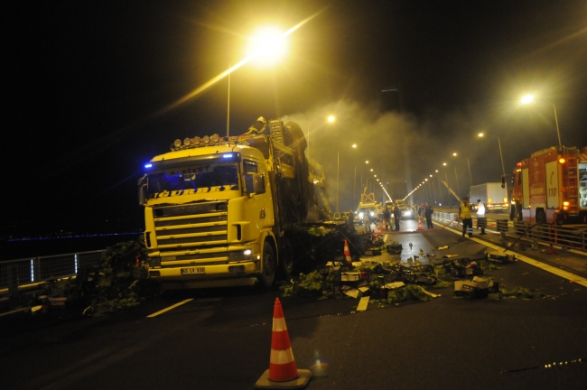 Osmangazi Köprüsü'nde korkutan yangın