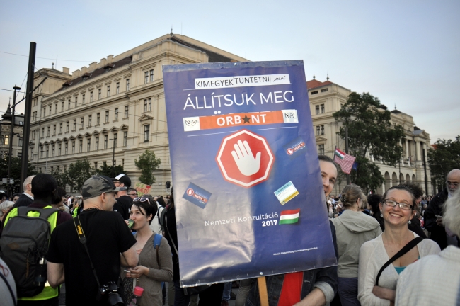 Macaristan'da eğitim içim protesto