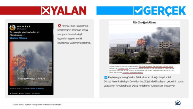 Sosyal medyada Pençe-Kılıç Harekatıyla ilgili yanıltıcı paylaşımlar yapıldı