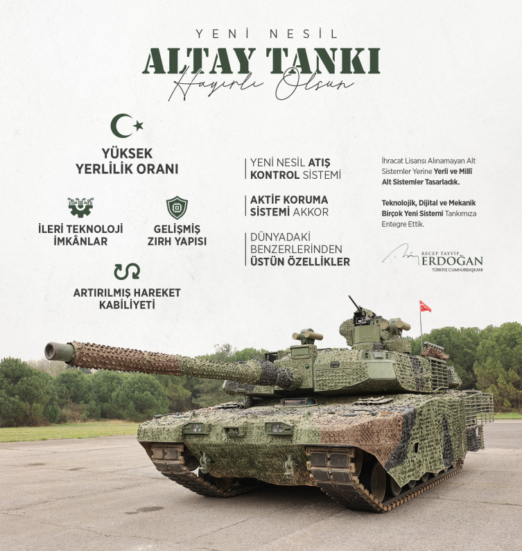 Cumhurbaşkanı Erdoğan'dan Yeni Altay Tankı paylaşımı