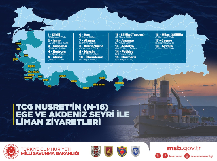 TCG Nusret müze gemisi Ege ve Akdeniz limanlarında ziyarete açılacak