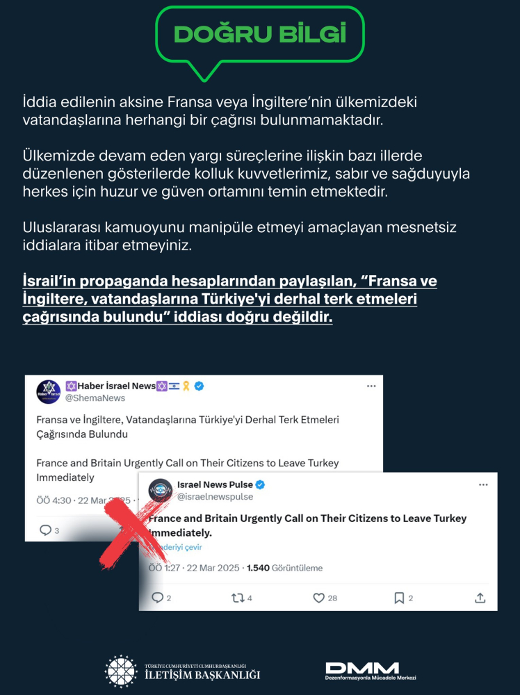 DMM: Uluslararası kamuoyunu manipüle etmeyi amaçlayan mesnetsiz iddialara itibar etmeyiniz