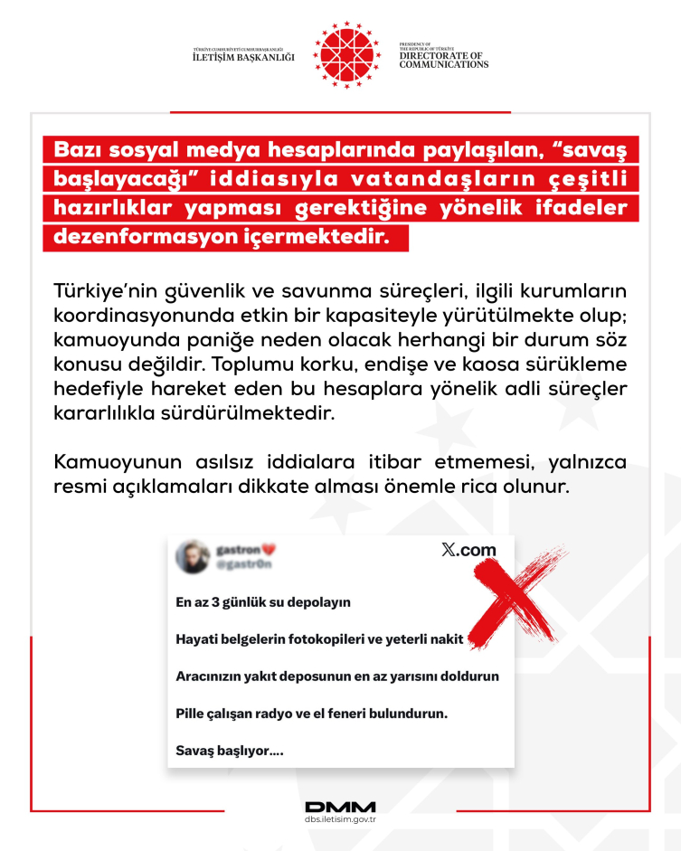 İletişim Başkanlığından "savaş hazırlığı" iddialarına yalanlama