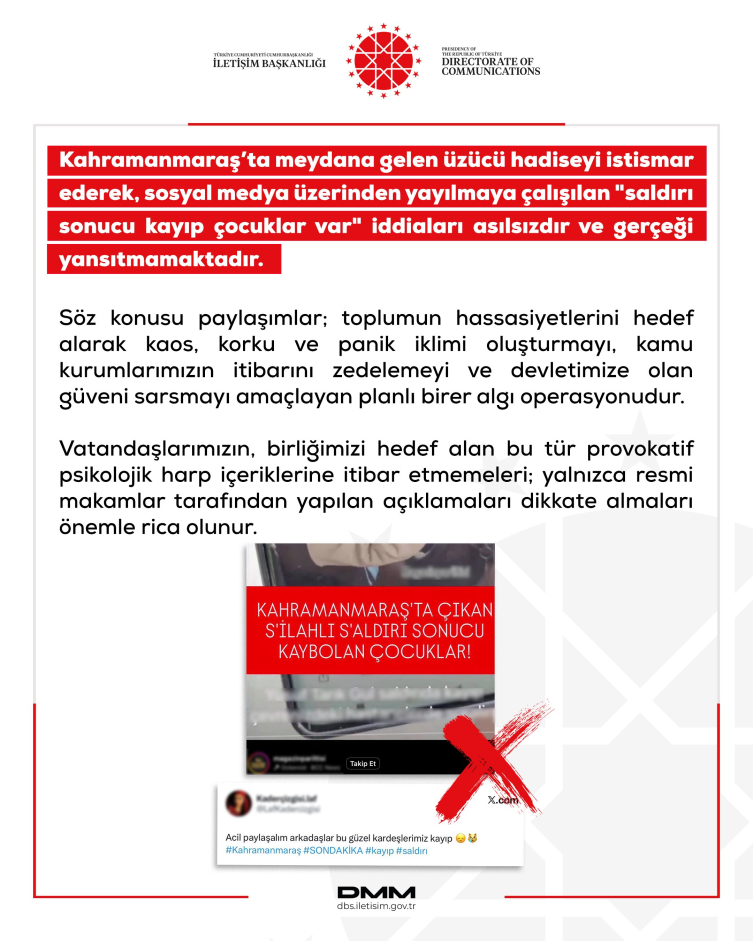 DMM: 'Saldırı sonucu kayıp çocuklar var' iddiaları asılsızdır