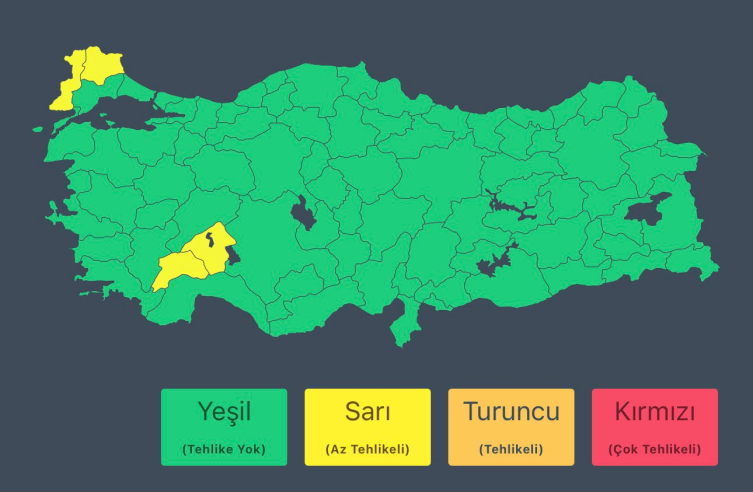 4 il için "sarı" uyarı: Kuvvetli yağışa dikkat