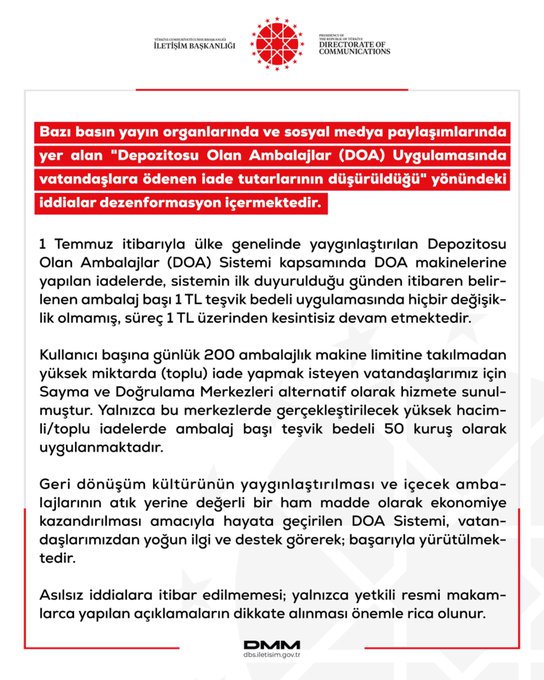 DMM, DOA uygulamasındaki 'iade tutarlarının düşürüldüğü' iddialarını yalanladı