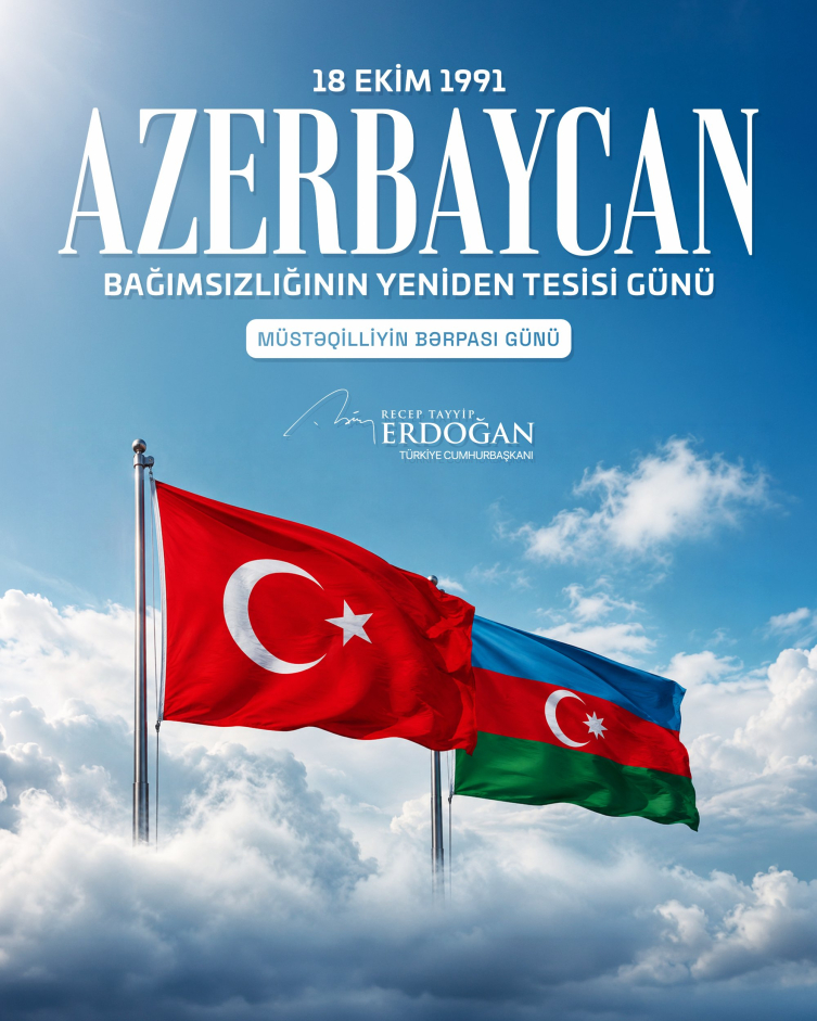 Cumhurbaşkanı Erdoğan, Azerbaycan'ın Bağımsızlık Günü'nü kutladı