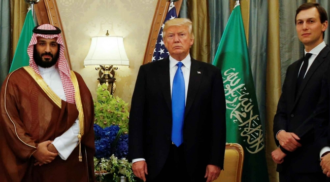 Suudi Arabistan Veliaht Prensi Muhammed bin Selman, ABD Başkanı Donald Trump ve Beyaz Saray Başdanışmanı Jared Kushner. Mayıs 2017. Fotoğraf: Reuters