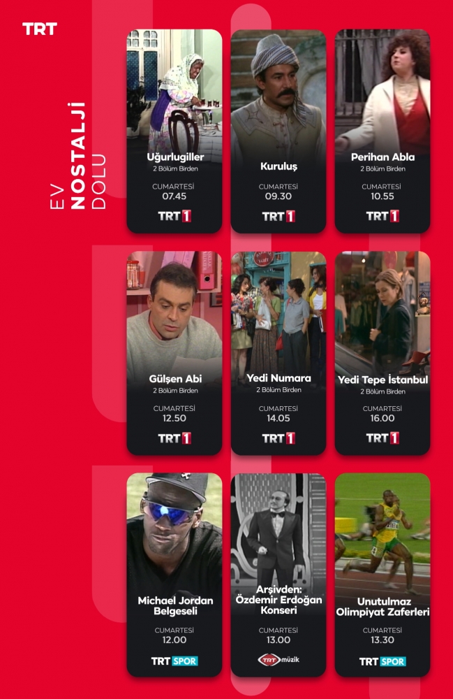 TRT 1'de her cumartesi nostaljik diziler izleyicilerle buluşacak