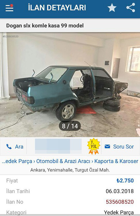 Çalınan otomobilini internette parçaları satılırken buldu