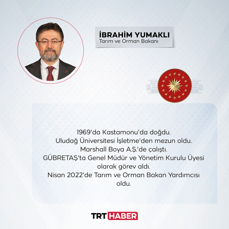 Tarım ve Orman Bakanı İbrahim Yumaklı oldu