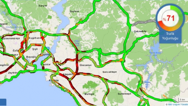 الكثافة المرورية بعد هطول الأمطار في اسطنبول
