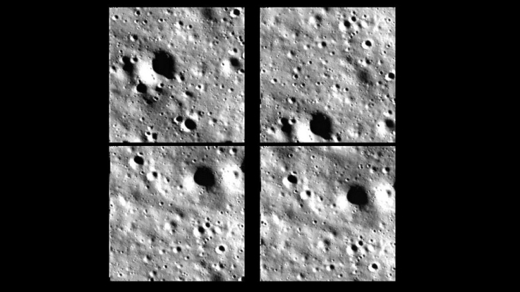 Hindistan'ın Chandrayaan-3 uzay aracının 23 Ağustos 2023'te Ay'ın güney kutbuna inişi sırasında çekilen Ay yüzeyinin bir dizi görüntüsü.
