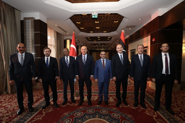 Fotoğraf: AA (Dışişleri Başkanı Mevlüt Çavuşoğlu başkanlığındaki heyet, Libya Yüksek Devlet Konseyi Başkanı Halid El-Meşri ile görüştü)