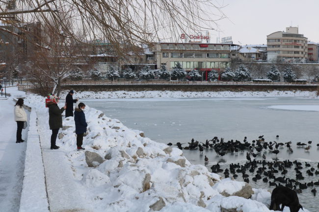 Mogan Gölü'nün yüzeyi dondu