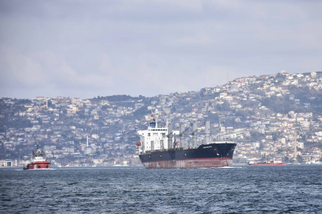 Ukrayna'dan gelen kargo gemisi İstanbul Boğazı'ndan geçti