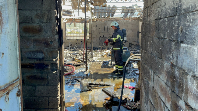 Hatay'da tekstil atölyesinde yangın