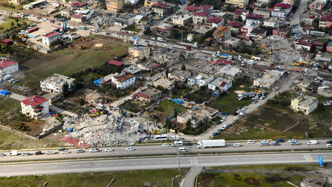 Nurdağı'ndaki hasar havadan görüntülendi