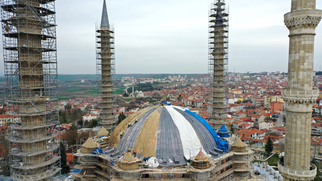 Selimiye Camii'nin restorasyonu sürüyor