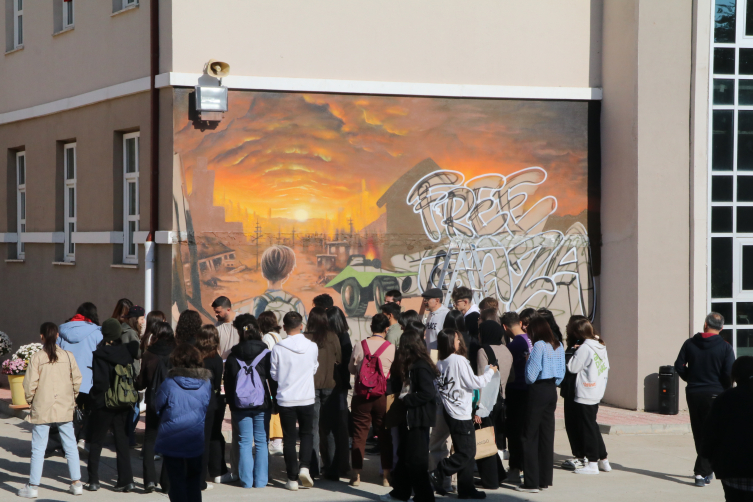 Çankırı'da grafiti sanatıyla Filistin'deki acıya dikkat çekildi