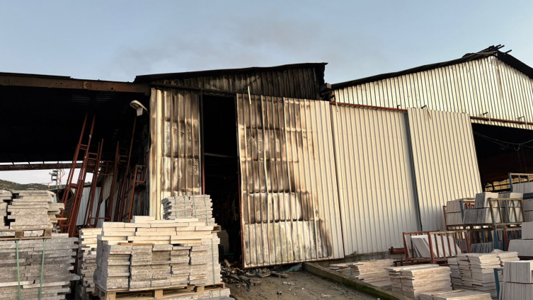 Burdur'da mermer fabrikasında yangın