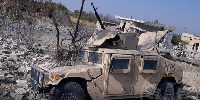 Terör örgütünün kullandığı ABD'ye ait zırhlı araç. Fotoğraf: TRT Haber