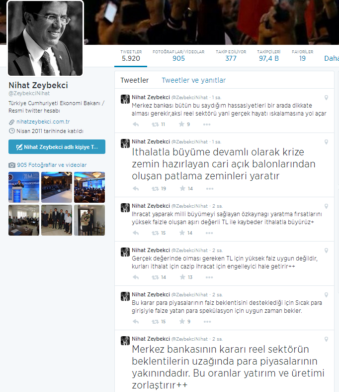 Zeybekçi Twitter'dan eleştirdi!