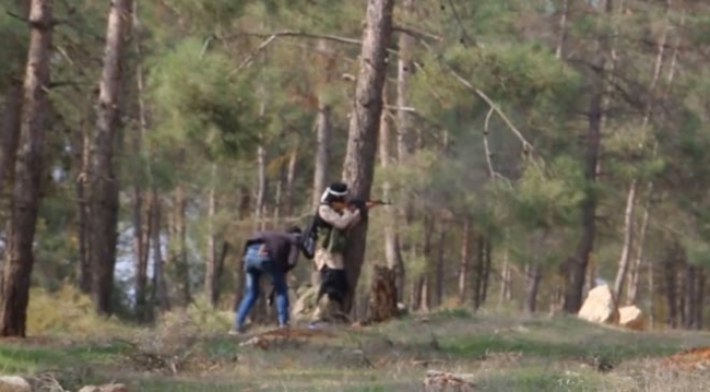 Afrin'de ele geçirilen terör kampındaki çatışmanın görüntüleri