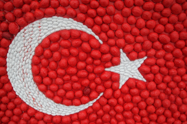 Çekirdek, fındık ve deniz yıldızından Türk bayrağı yaptılar