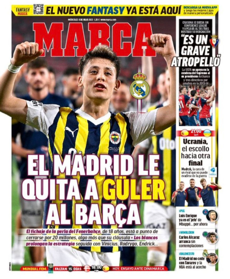 Arda Güler İspanya'da spor basınının manşetlerinde