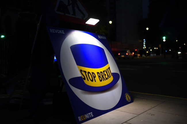 Brexit karşıtı göstericilerin Londra'daki bir protesto gösterisinden. 5 Kasım 2019. Fotoğraf: Getty