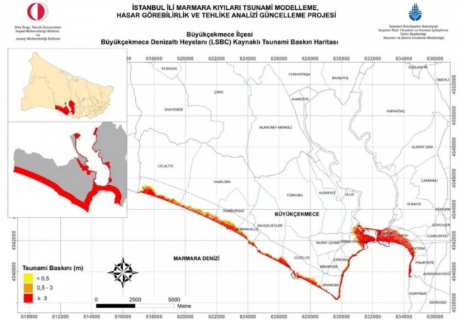 Risk haritasına göre Büyükçekmece'de bin 400 yapı tsunami baskınından etkilenecek.