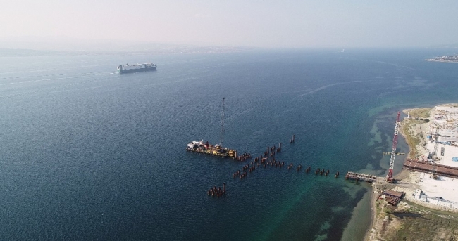 1915 Çanakkale Köprüsü'ndeki çalışmalar havadan görüntülendi