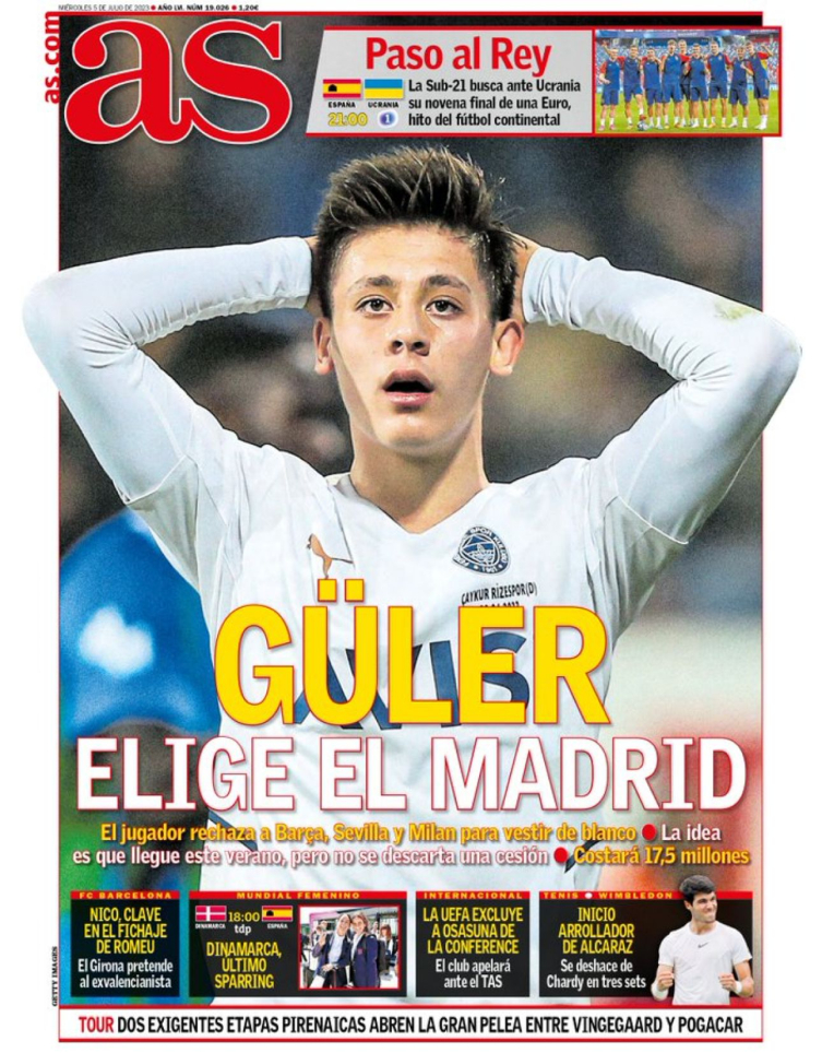 Arda Güler İspanya'da spor basınının manşetlerinde